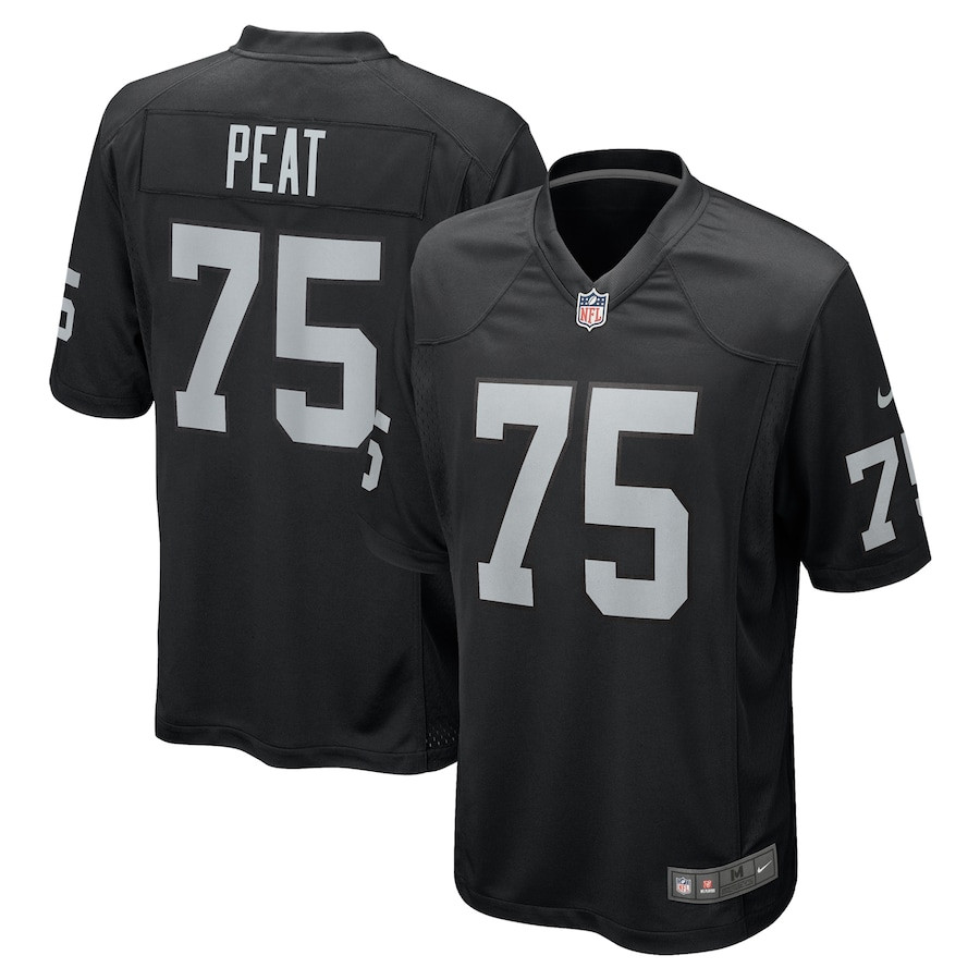 Andrus Peat 75 Las Vegas Raiders Team Game Black NFL Jersey Men's