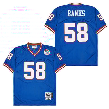 Carl Banks 58 New York Giants Spider Lockhart 43 Patch Throwback Blue NFL Jersey Men's