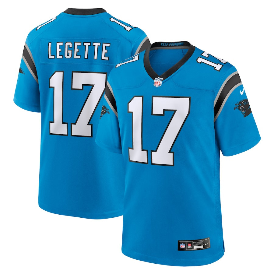 Xavier Legette 17 Carolina Panthers Alternate Game Blue NFL Jersey Men's
