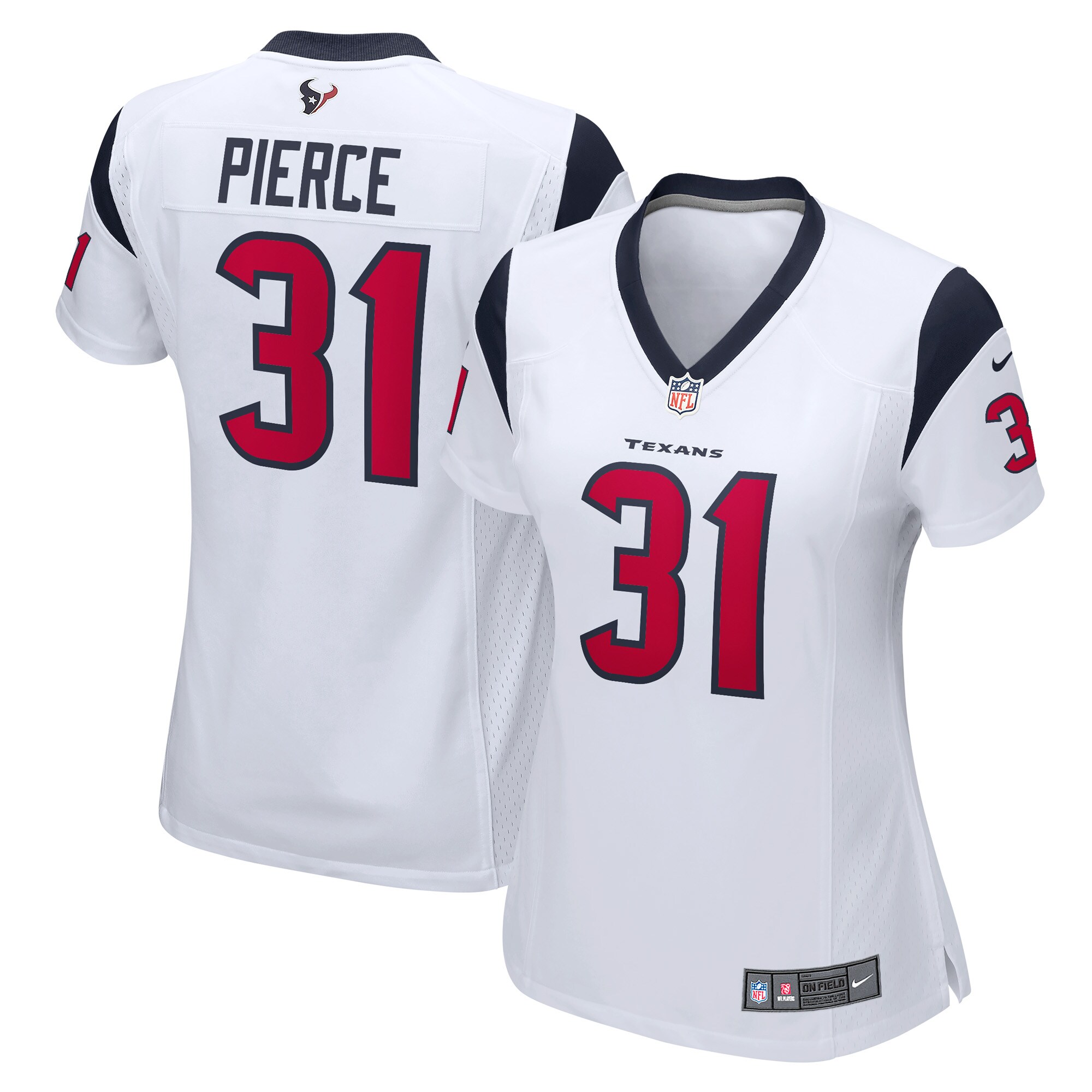 Houston Texans Dameon Pierce White Game Player NFL Jersey Women's