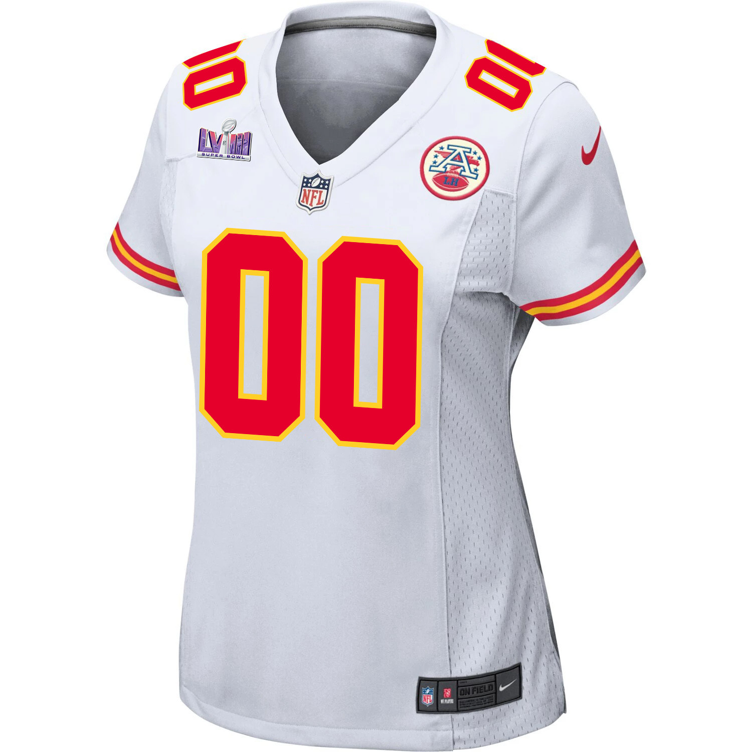 Kansas City Chiefs Super Bowl LVIII Patch Game Custom White NFL Jersey Women's
