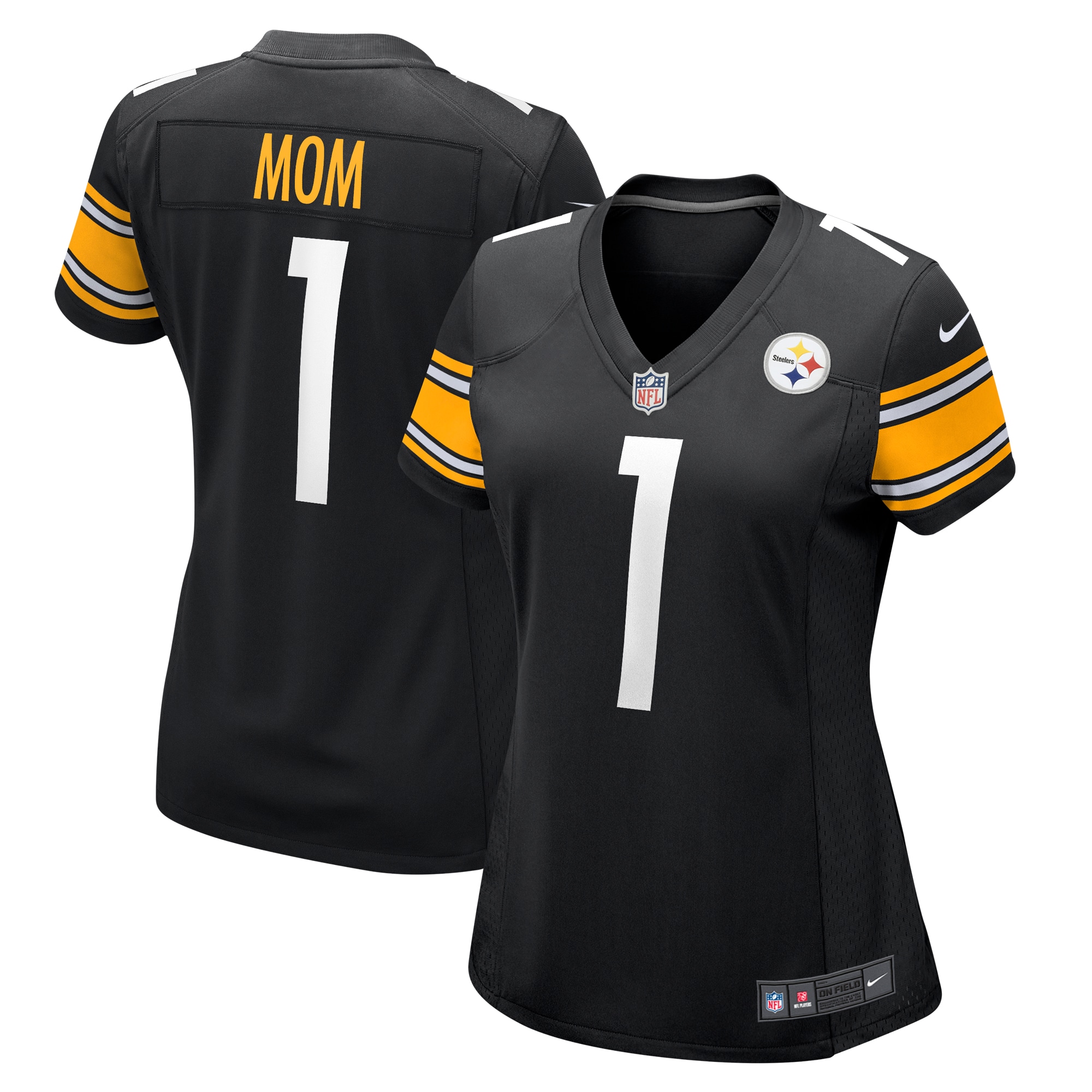 Pittsburgh Steelers Number 1 Mom Black Game NFL Jersey Women's