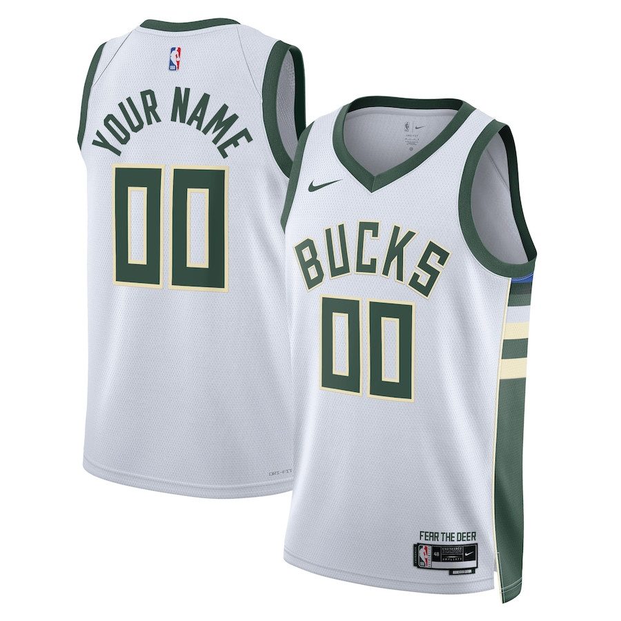 Milwaukee Bucks 2023/24 Association Swingman Custom White NBA Jersey Men's