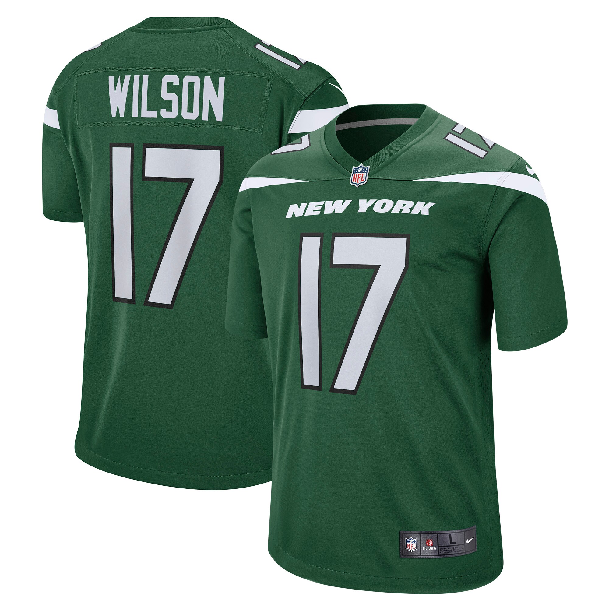 New York Jets Garrett Wilson Green Player Game NFL Jersey Men's