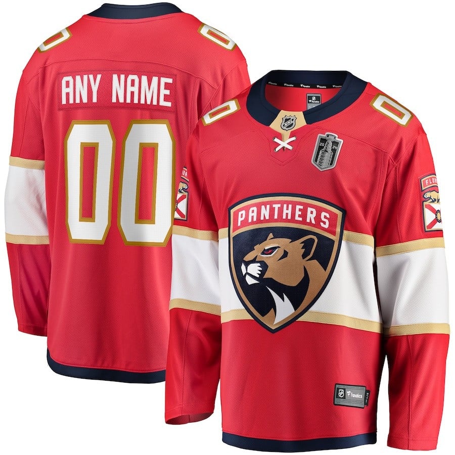 Florida Panthers 2024 Stanley Cup Final Home Breakaway Custom Name Red NHL Jersey Men's
