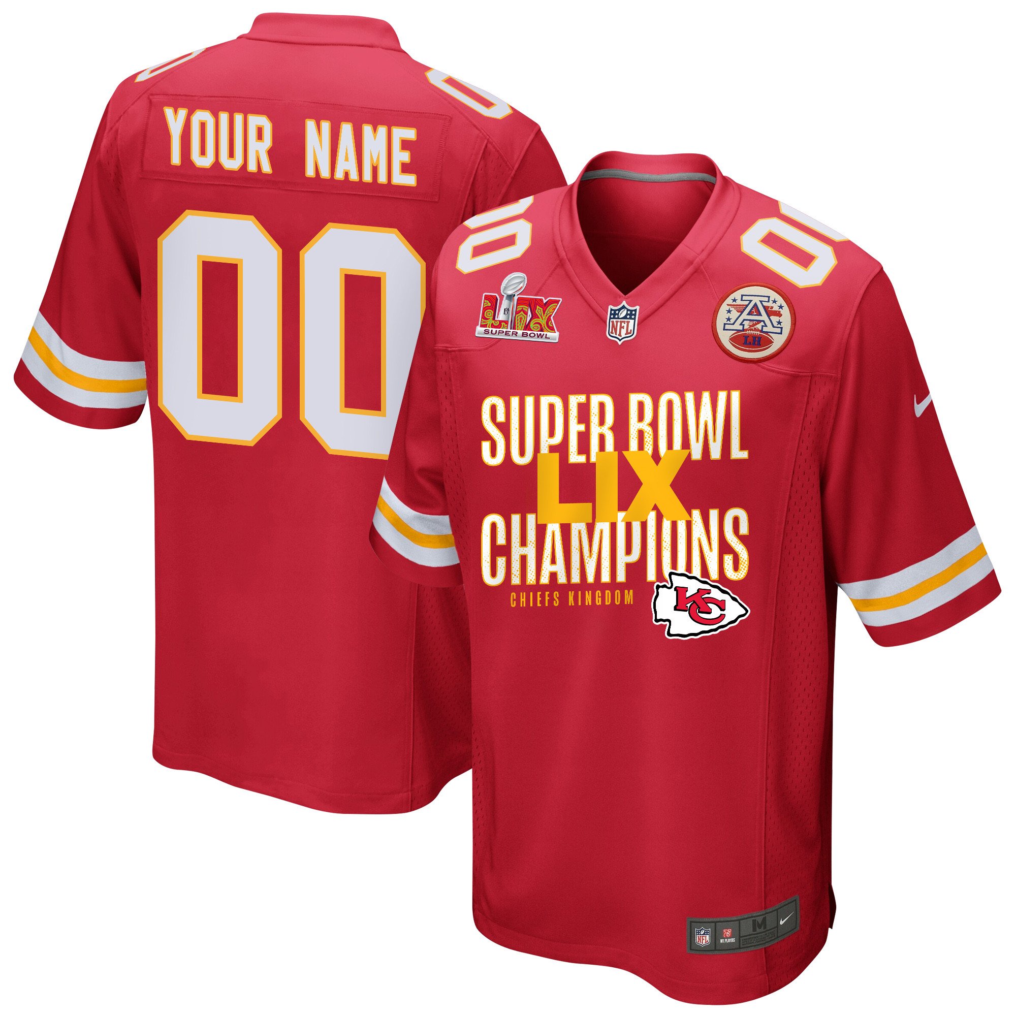 Kansas City Chiefs Super Bowl LIX Champions V5 Game Custom Red NFL Jersey Men's