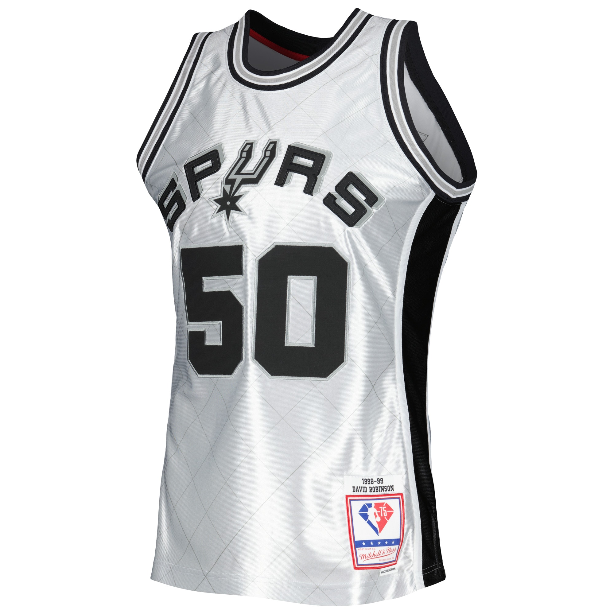 Mitchell Ness David Robinson Platinum San Antonio Spurs 1998/99 Hardwood Classics 75th Anniversary Swingman NBA Jersey Men's