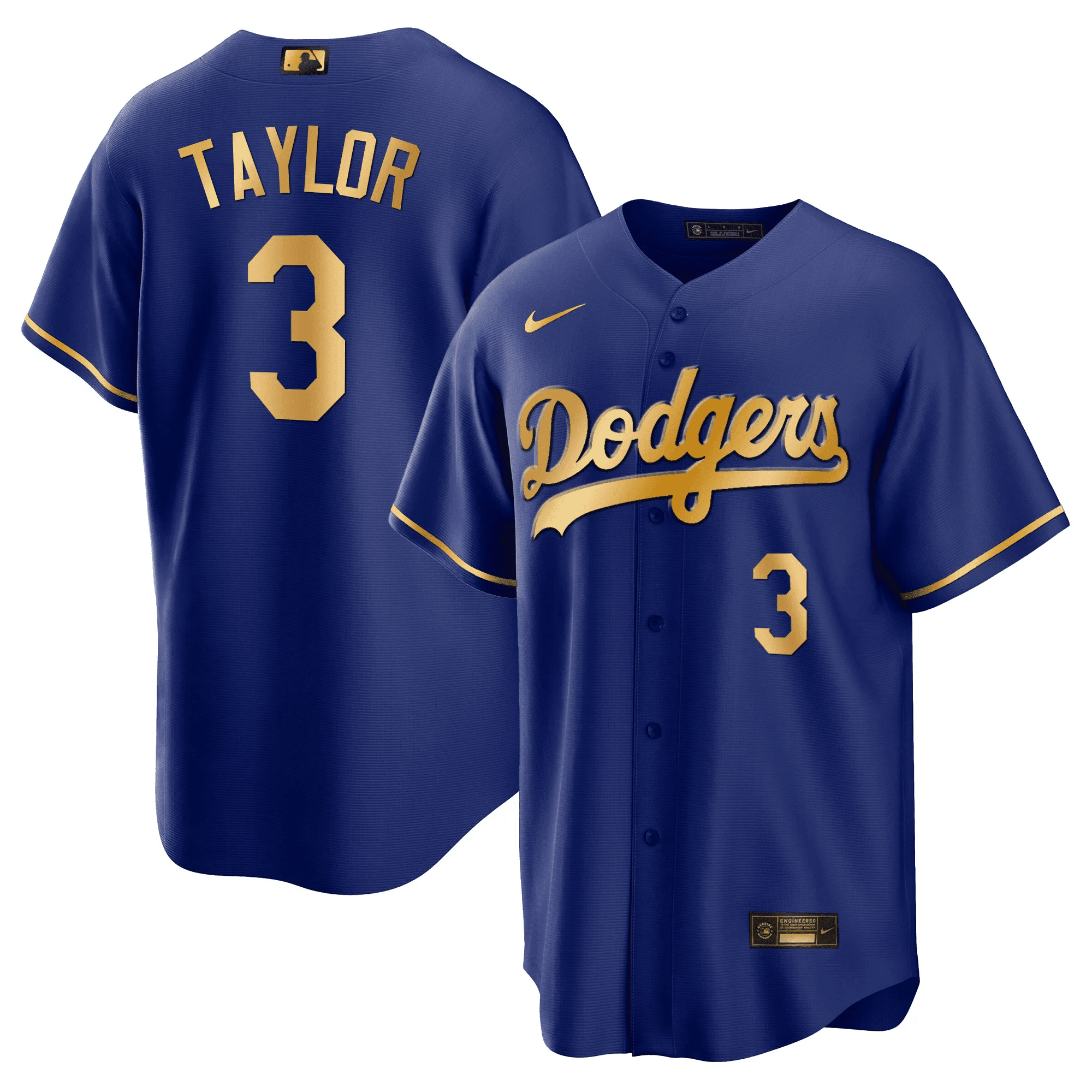 Chris Taylor 3 Los Angeles Dodgers Cool Royal Gold MLB Jersey Men's