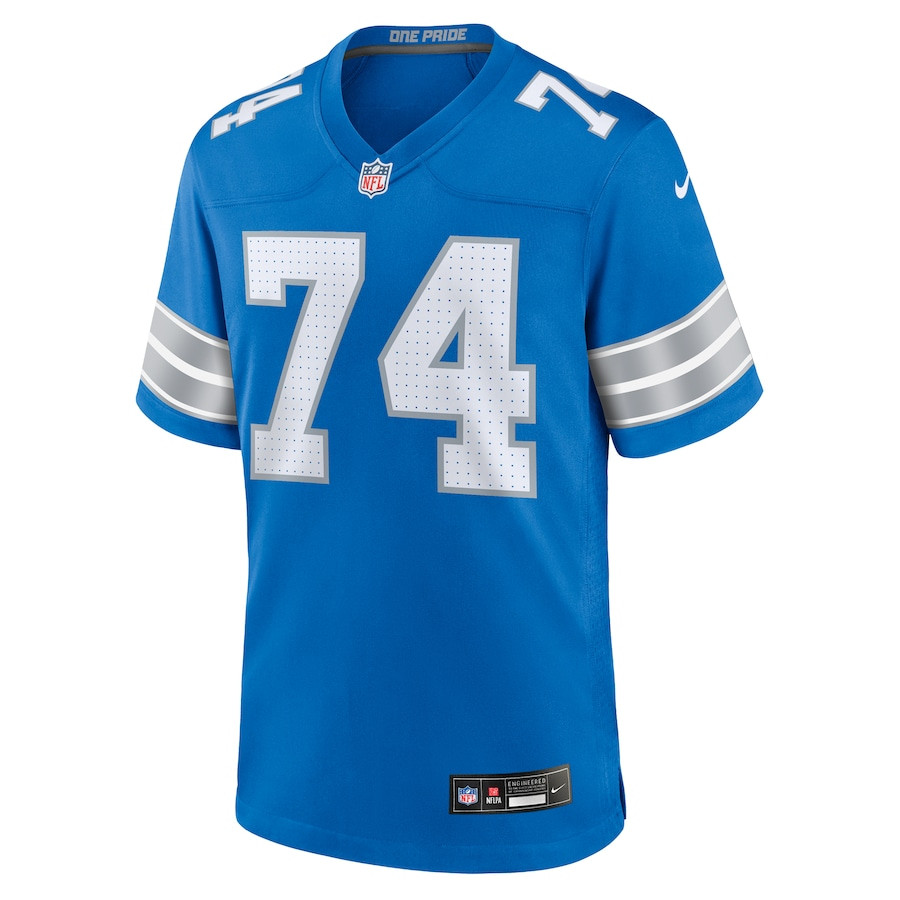 Kayode Awosika 74 Detroit Lions Team Game Blue NFL Jersey Men's