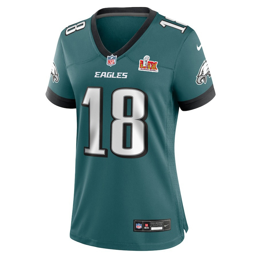 Britain Covey #18 Philadelphia Eagles Super Bowl LIX Midnight Green NFL Jersey Women's