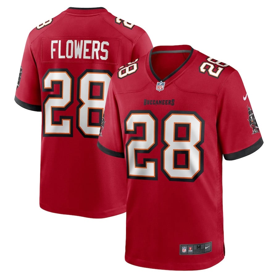 Dallis Flowers 28 Tampa Bay Buccaneers Game Red NFL Jersey Men's