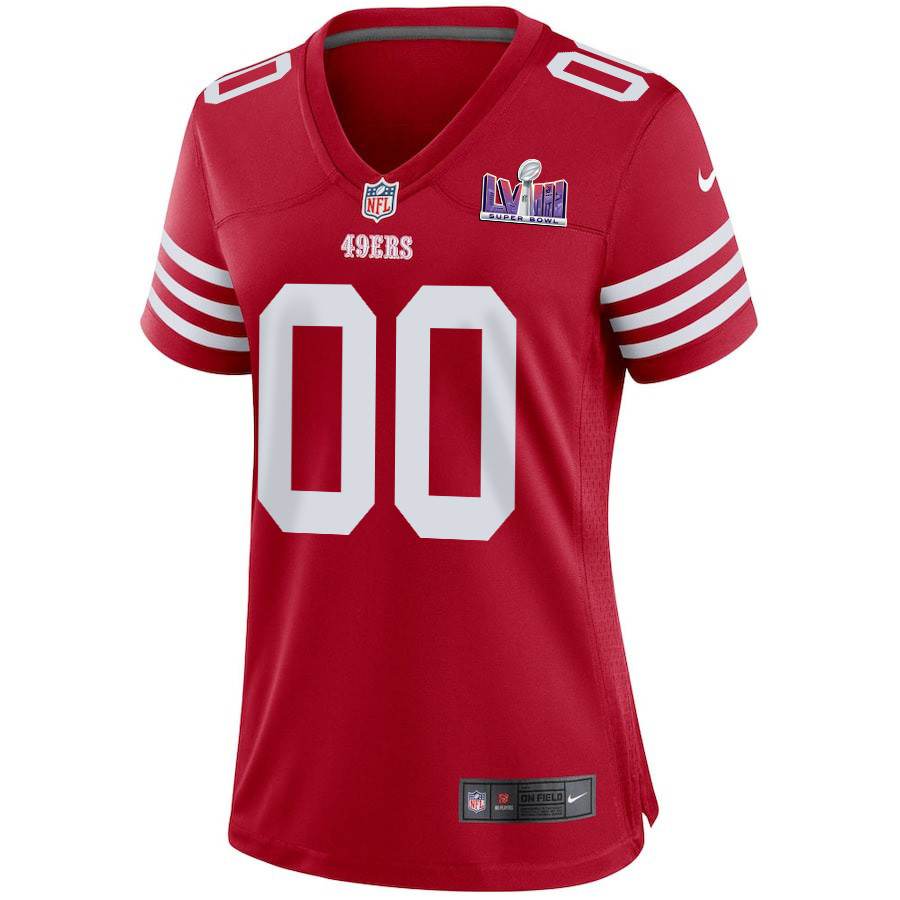 San Francisco 49ers Super Bowl LVIII Patch Game Custom Scarlet NFL Jersey Women's
