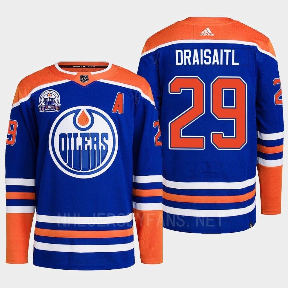 Edmonton Oilers Leon Draisaitl 29 Royal Primegreen Lee Ryan Hall Of Fame Patch 2022 NHL Jersey Men's