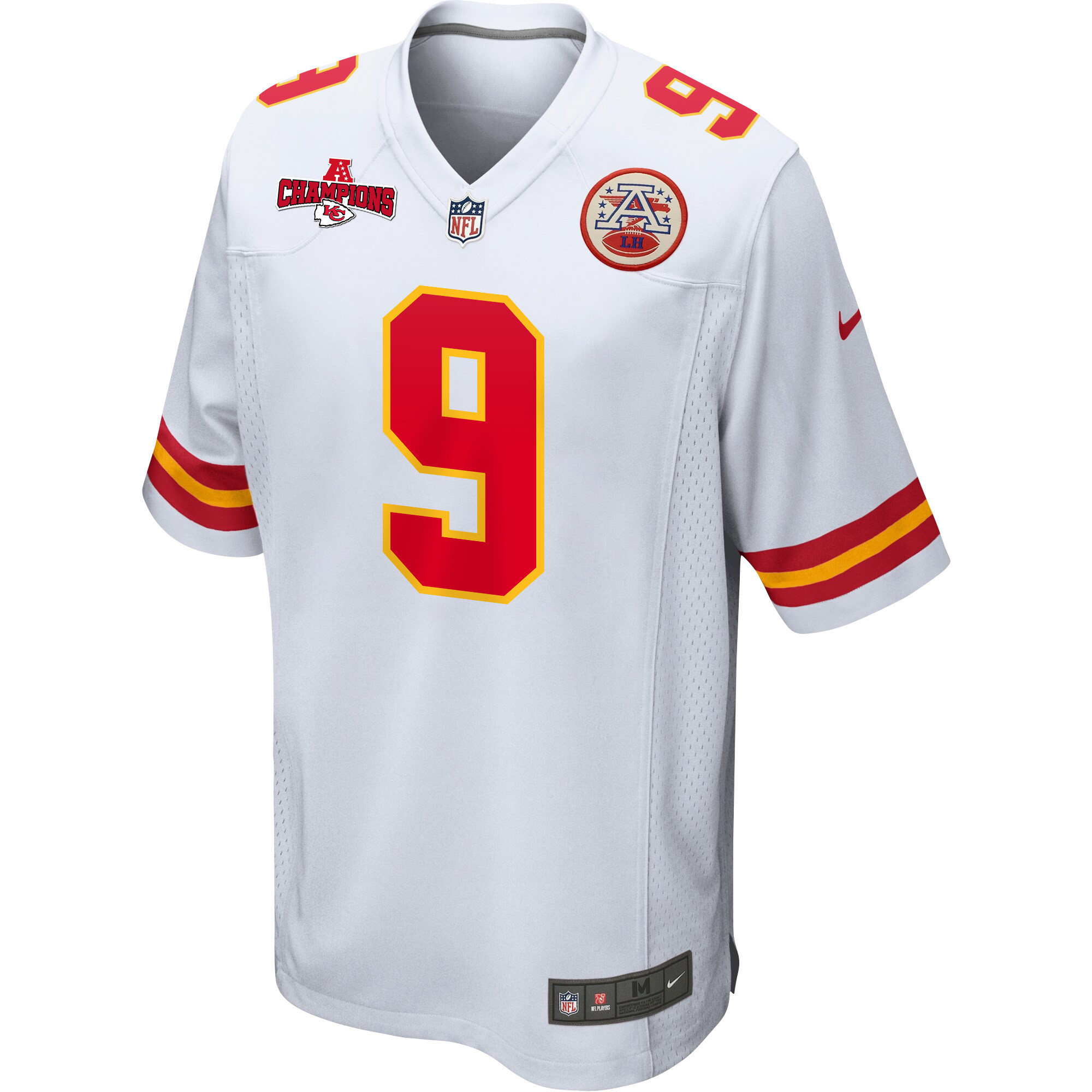 Blaine Gabbert 9 Kansas City Chiefs AFC Champions Patch Game White NFL Jersey Men's