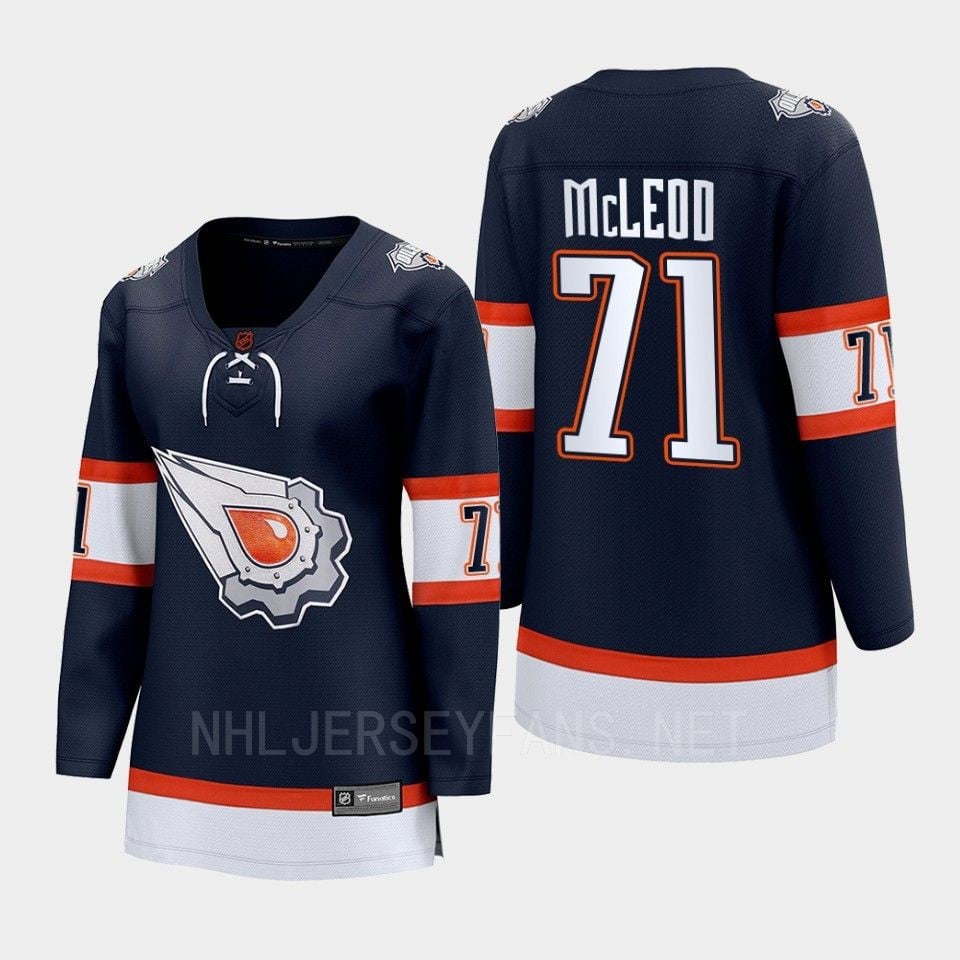 Ryan McLeod 71 Edmonton Oilers 2022 Special Edition 2.0 Breakaway Player Retro Navy NHL Jersey Women's
