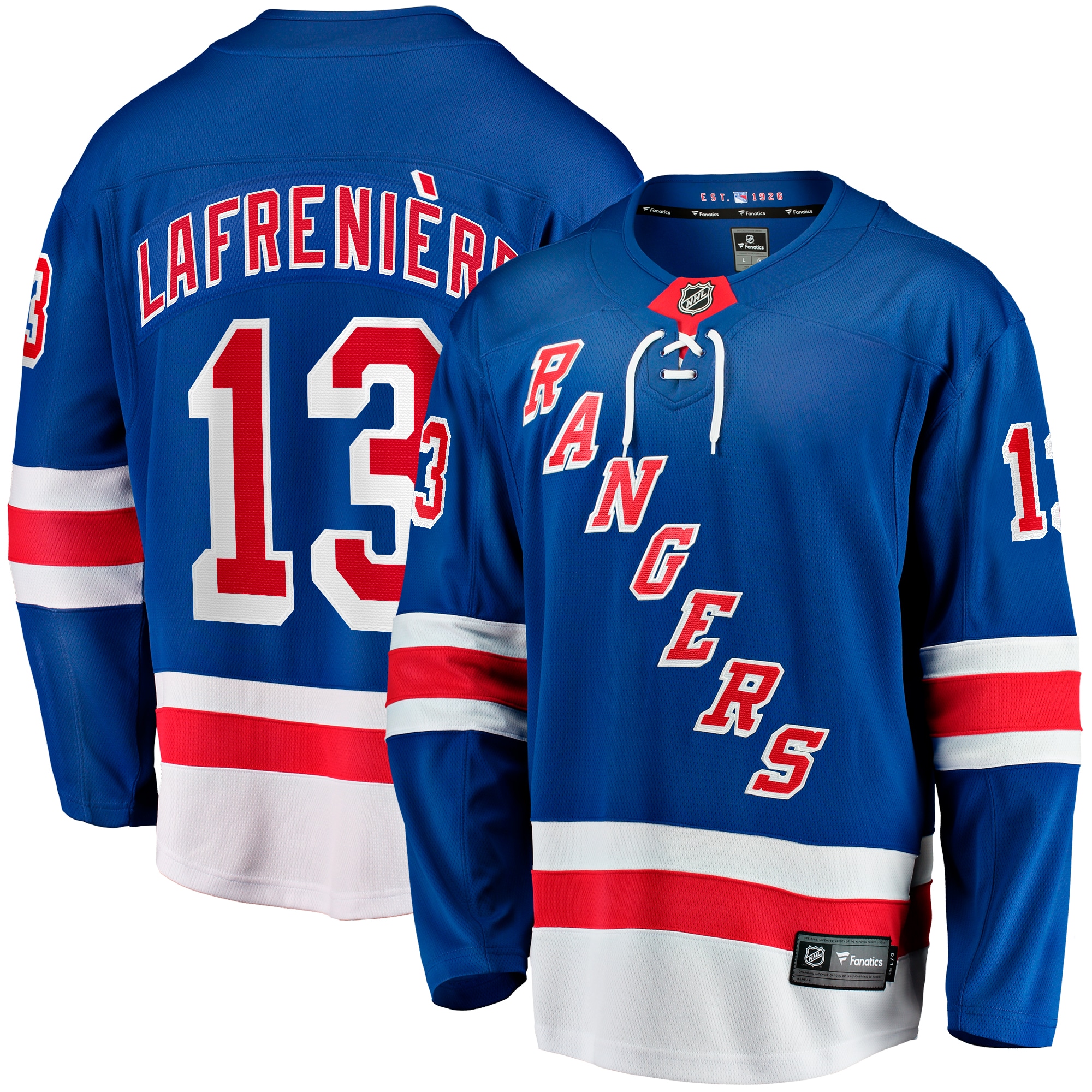 New York Rangers Alexis Lafreniere Blue Home Breakaway NHL Jersey Men's