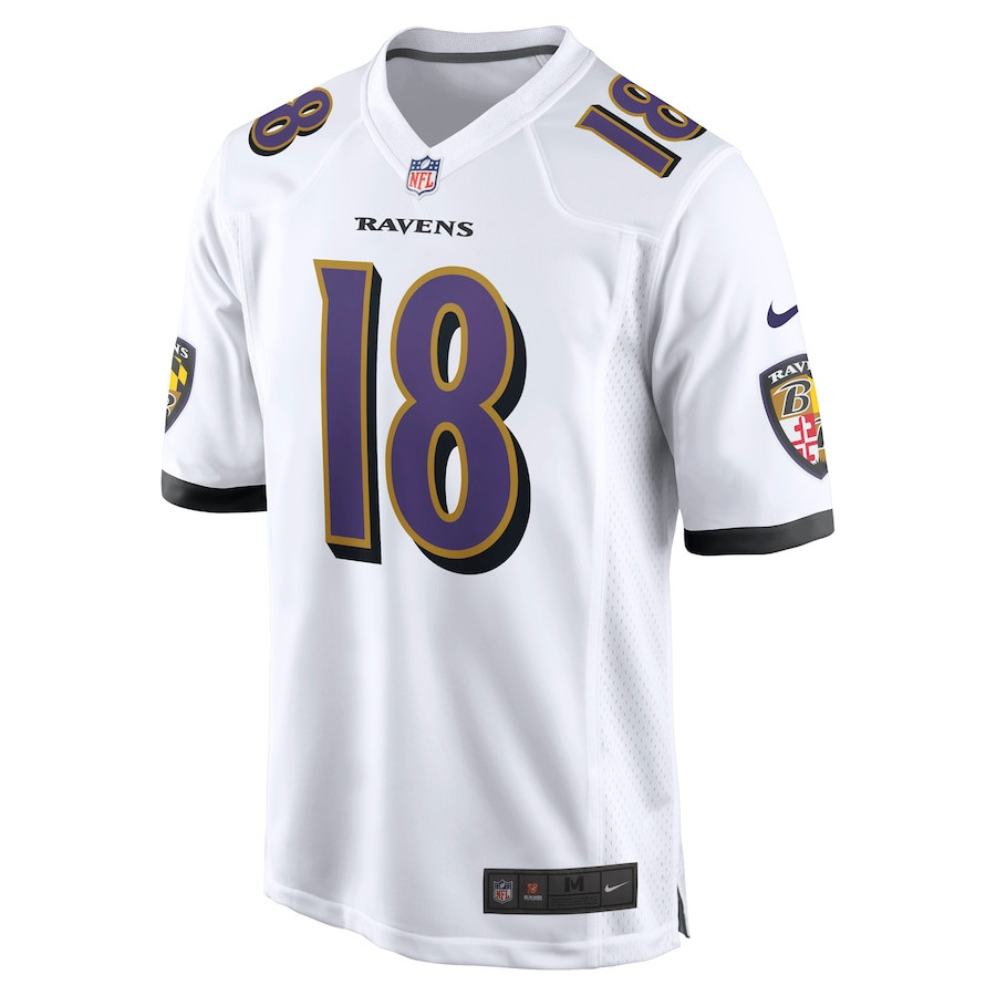 Diontae Johnson 18 Baltimore Ravens Player Game White NFL Jersey Men's
