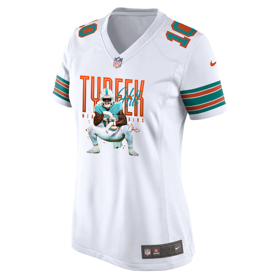 Tyreek Hill 10 Miami Dolphins Cheetah Celebration Alternate Game White NFL Jersey Women's