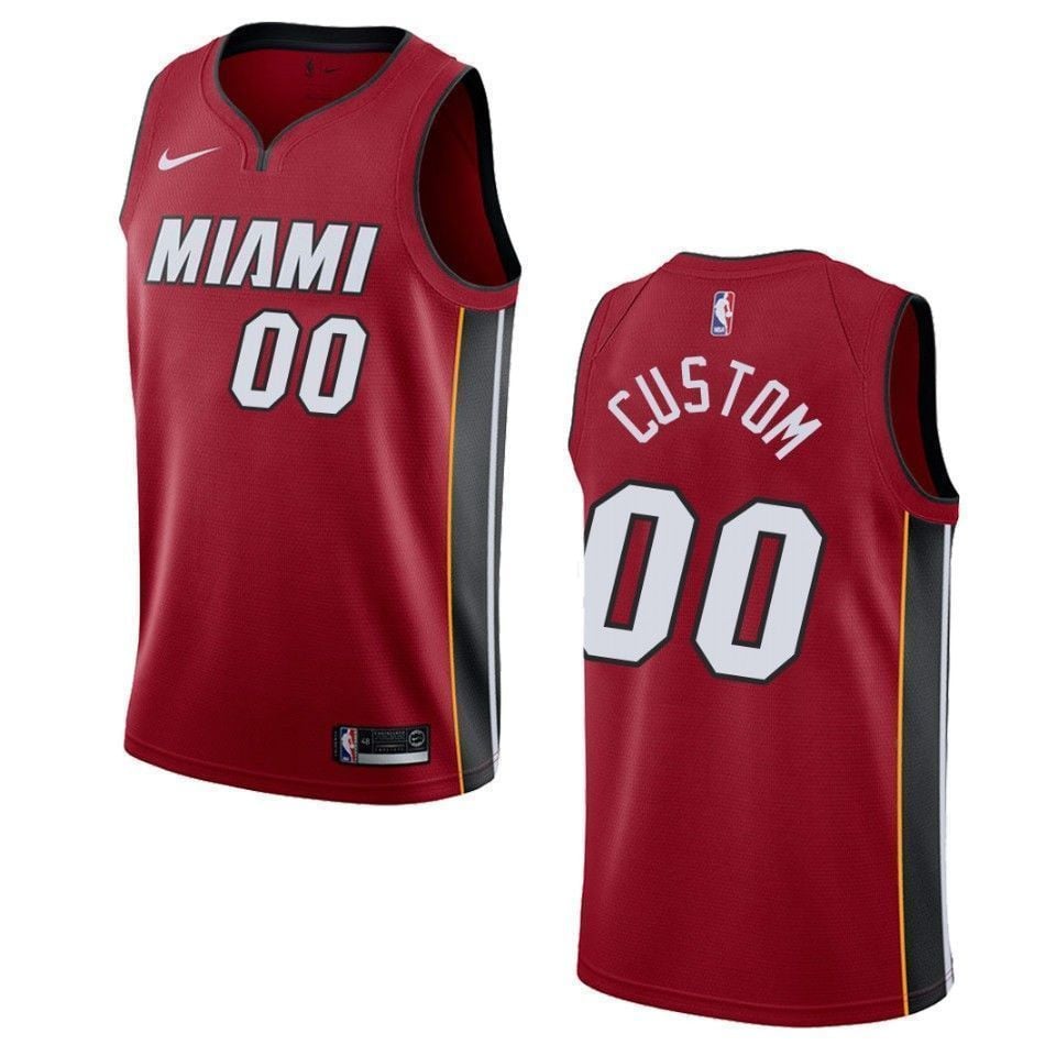 Miami Heat 00 Custom Statement Swingman Red NBA Jersey Men's