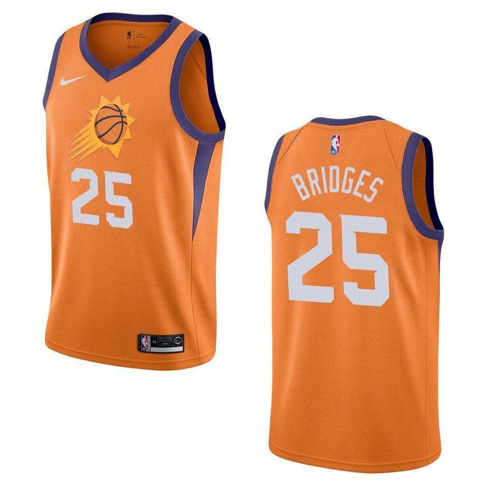 Phoenix Suns 25 Mikal Bridges Statement Swingman Orange NBA Jersey Men's