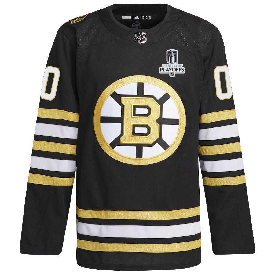 Boston Bruins 2024 Playoffs Patch Home Custom Black NHL Jersey Men's