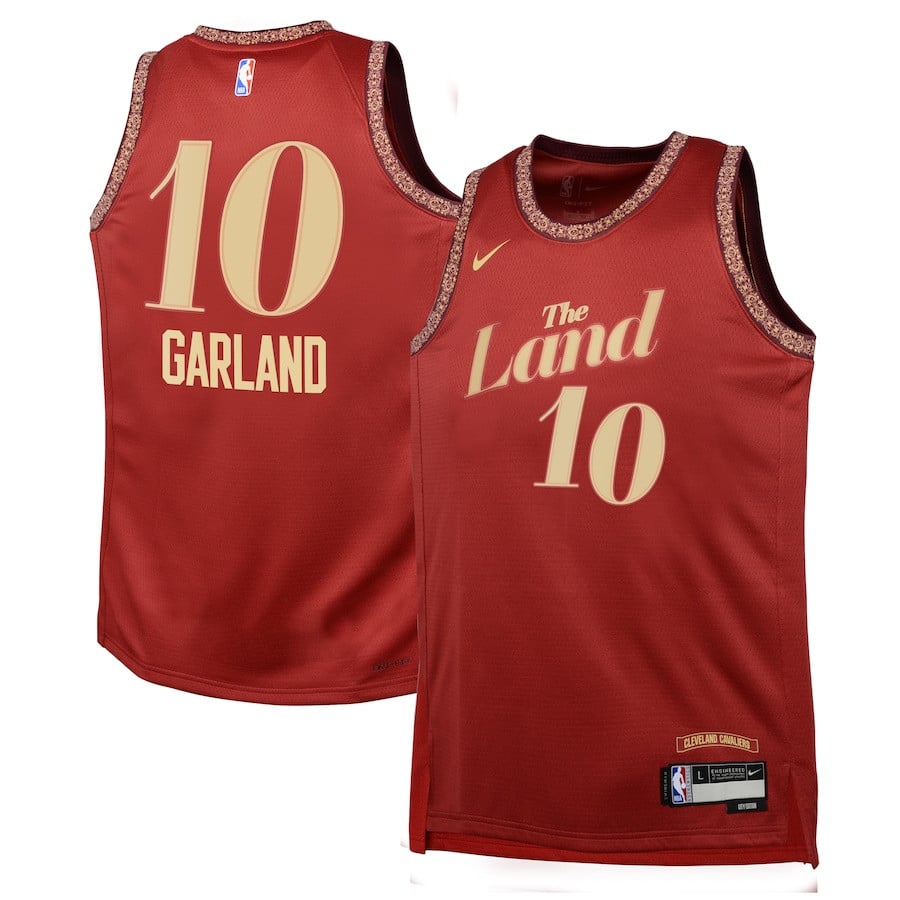 Darius Garland 10 Cleveland Cavaliers 2023/24 City Edition Swingma Wine NBA Jersey Youth