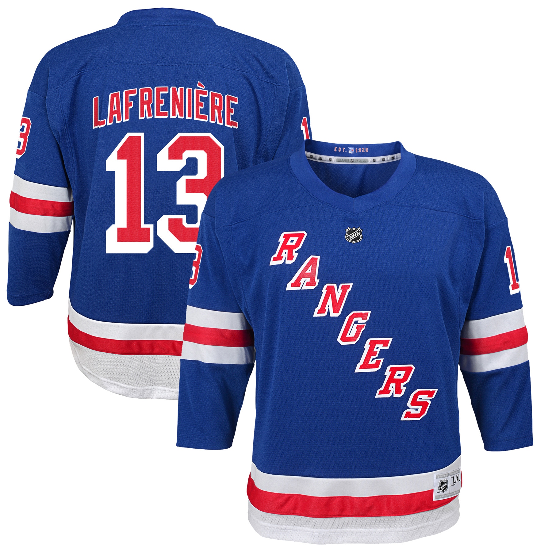 New York Rangers Alexis Lafreniere Blue Home Player NHL Jersey Youth