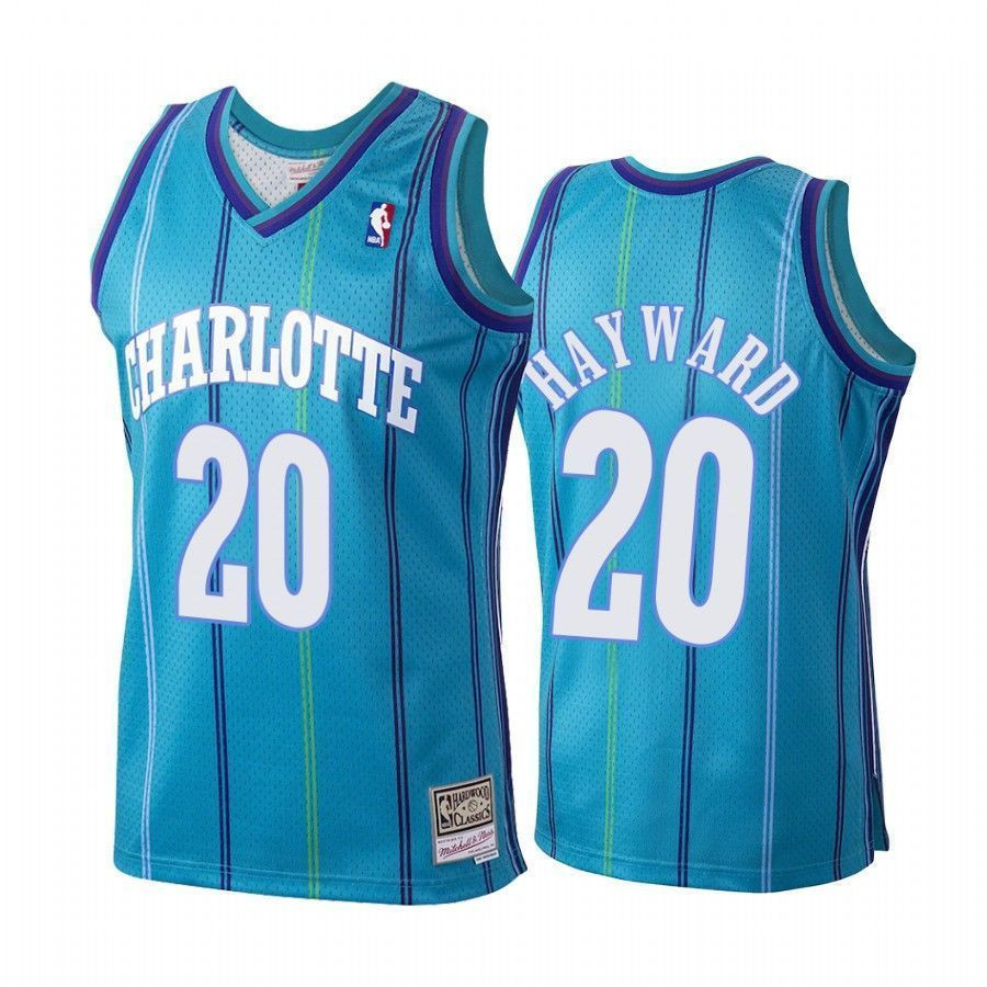 Gordon Hayward 20 Charlotte Hornets Hardwood Classics Teal NBA Jersey Men's