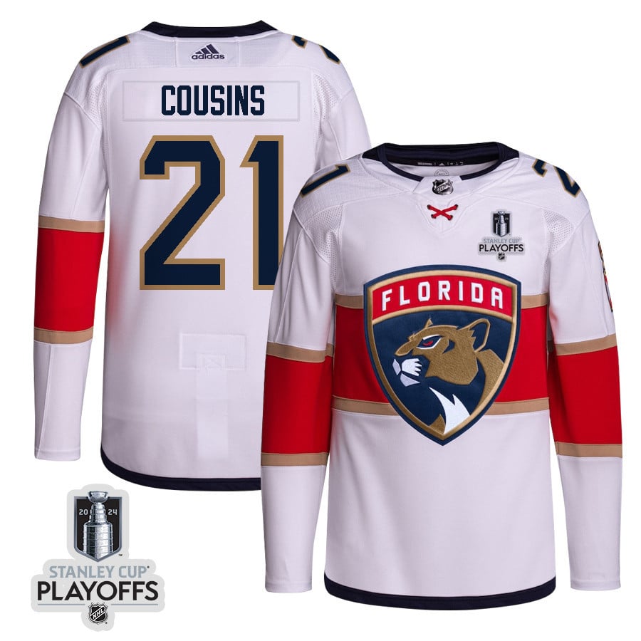 Nick Cousins 21 Florida Panthers 2024 Playoffs Patch Away Custom White NHL Jersey Men's