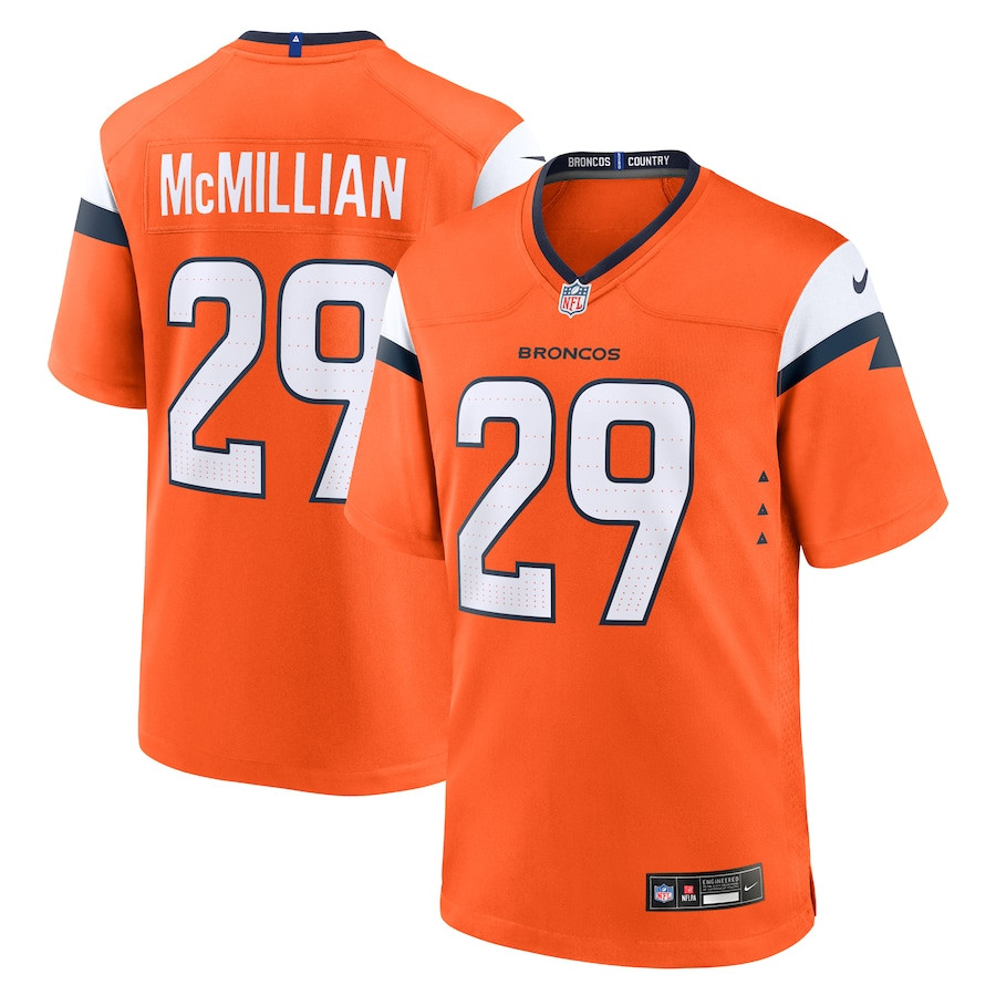 Ja'Quan McMillian 29 Denver Broncos Team Game Orange NFL Jersey Men's