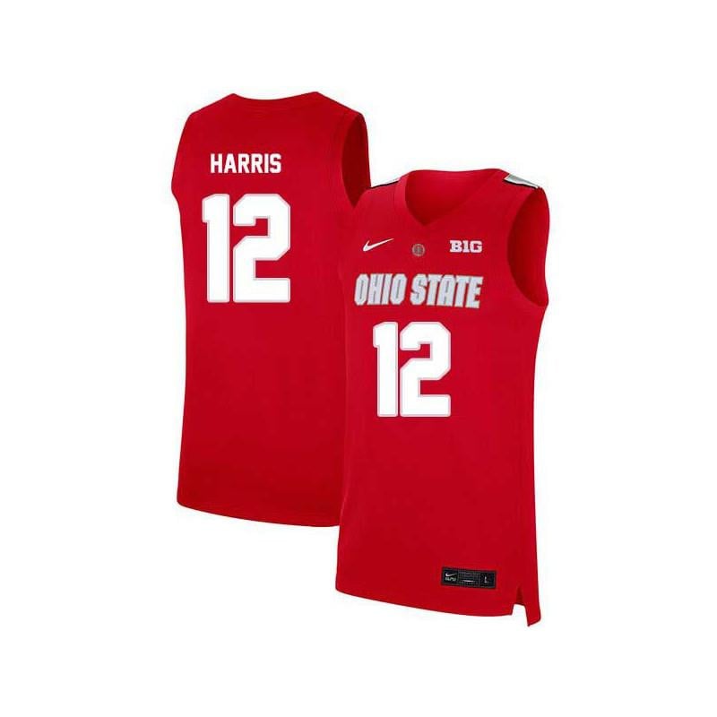 12 AJ Harris Red Elite Ohio State Buckeyes NCAA Jersey Men's