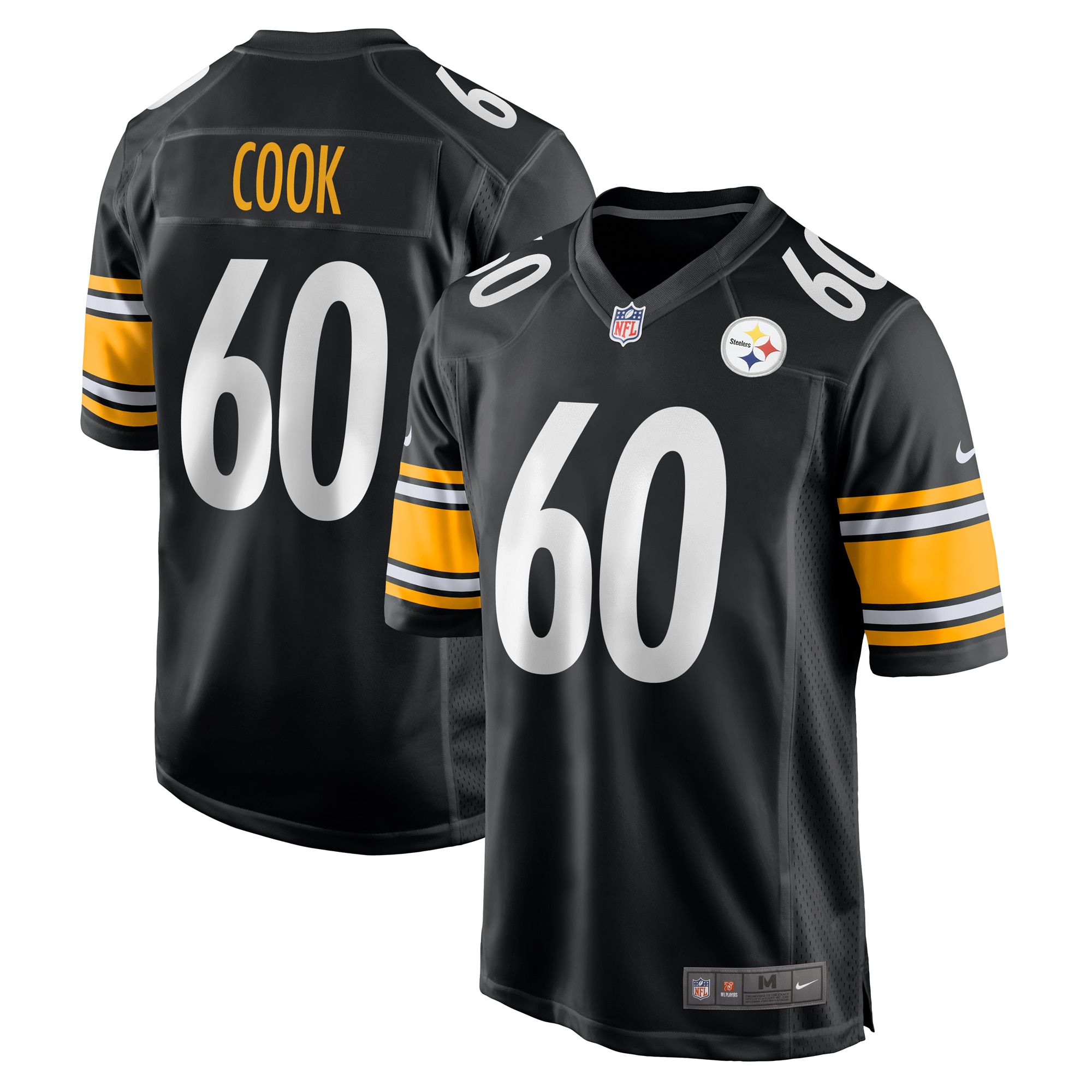 Pittsburgh Steelers Dylan Cook Black Game NFL Jersey Men's