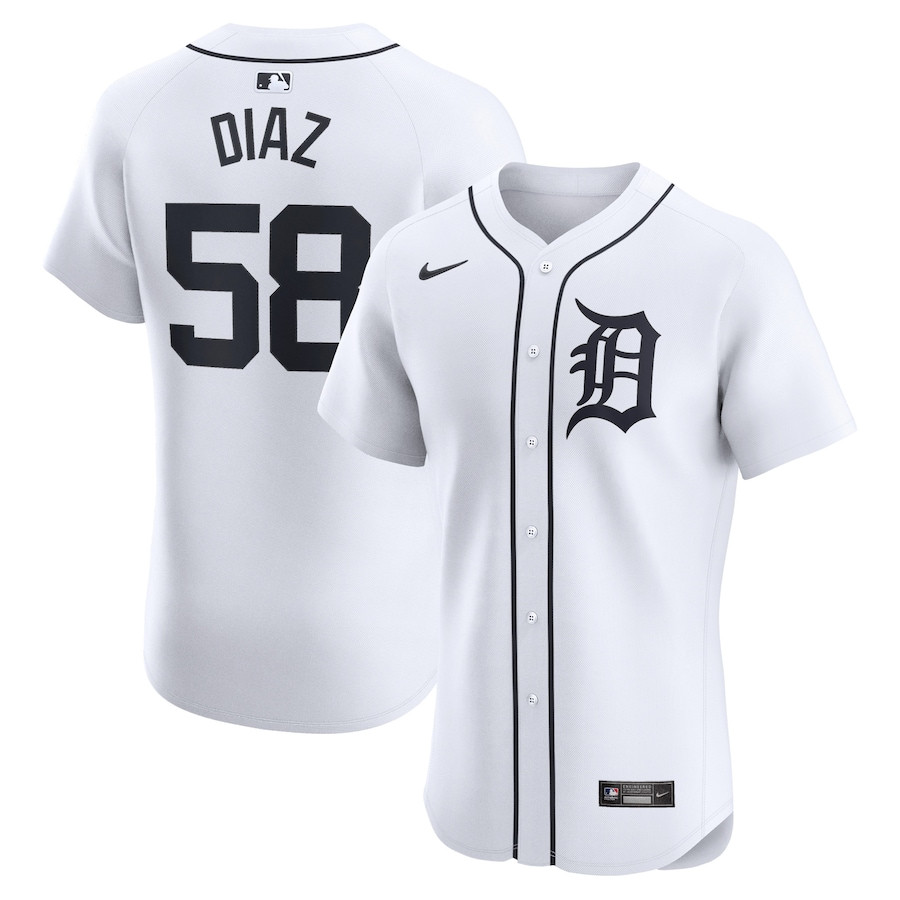 Miguel Diaz 58 Detroit Tigers Home Elite Player White MLB Jersey Men's