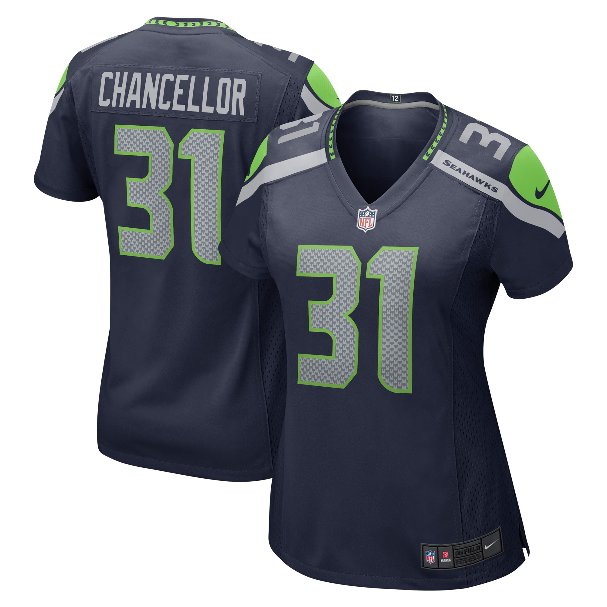 Seattle Seahawks Kam Chancellor College Navy Retired Player Game NFL Jersey Women's