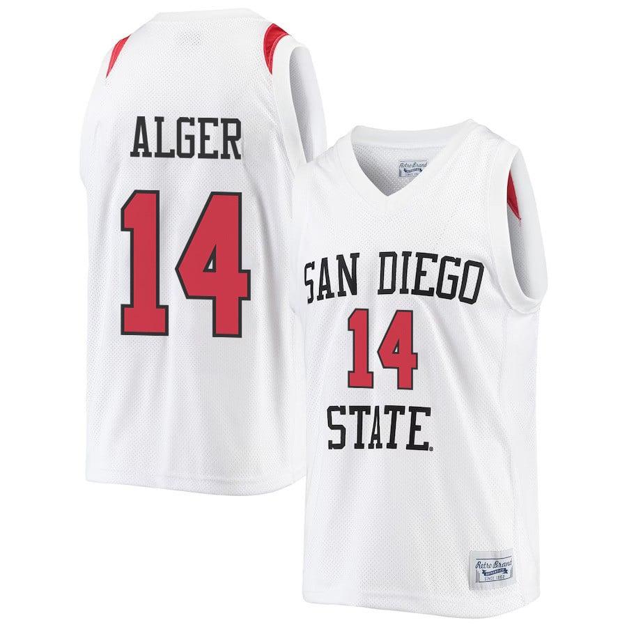 Cade Alger 14 San Diego State Aztecs 2023- Me White NCAA Jersey Men's