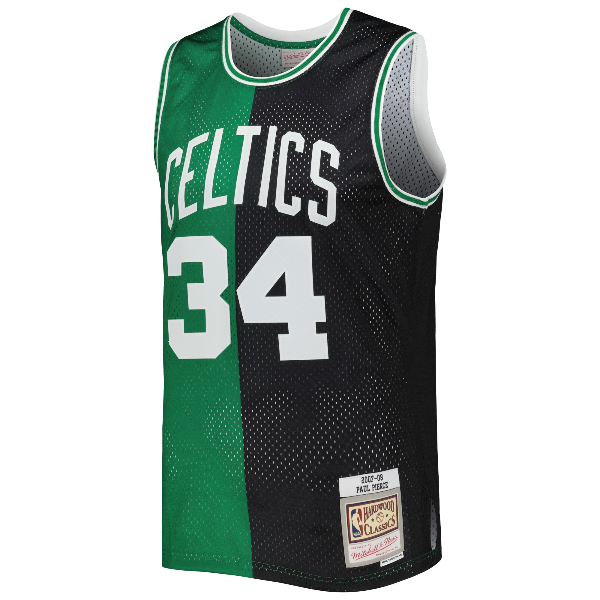 Mitchell Ness Paul Pierce Black/Kelly Green Boston Celtics Hardwood Classics 2007/08 Split Swingman NBA Jersey Men's