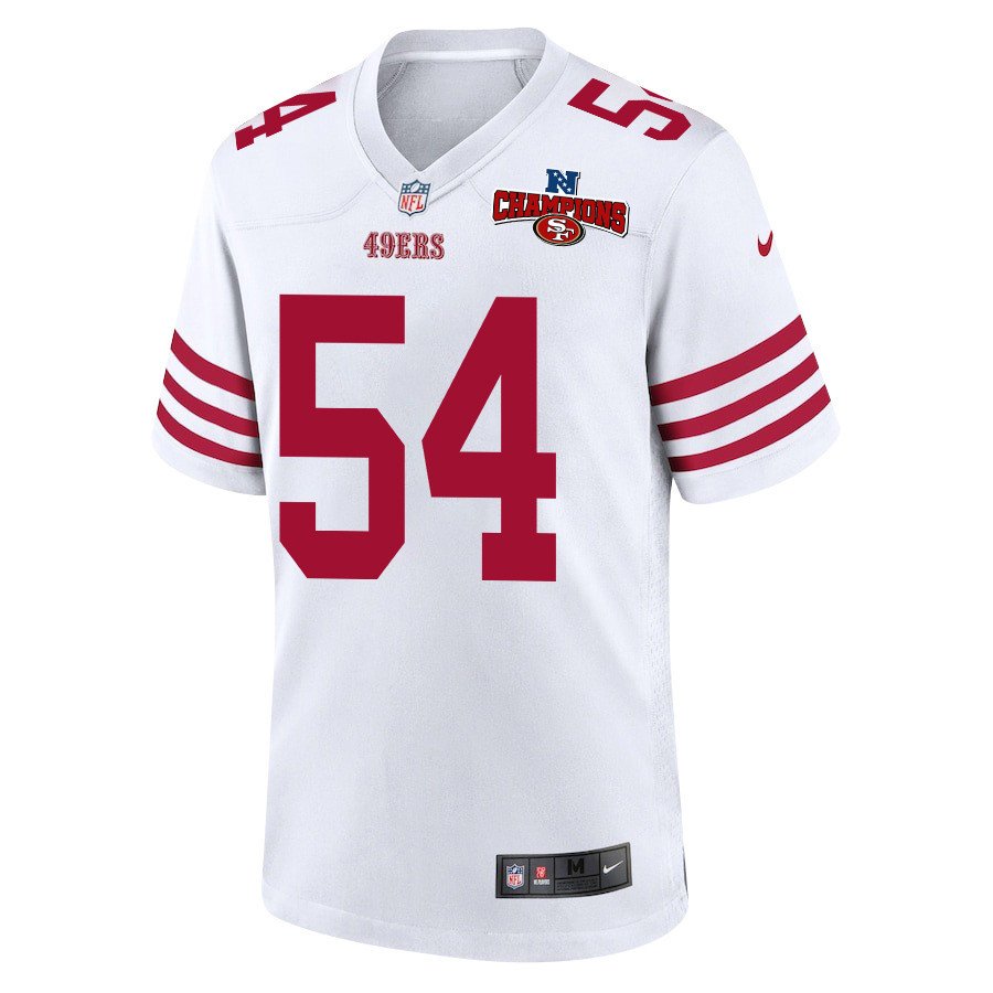 Fred Warner 54 San Francisco 49ers NFC Champions Patch Game White NFL Jersey Men's