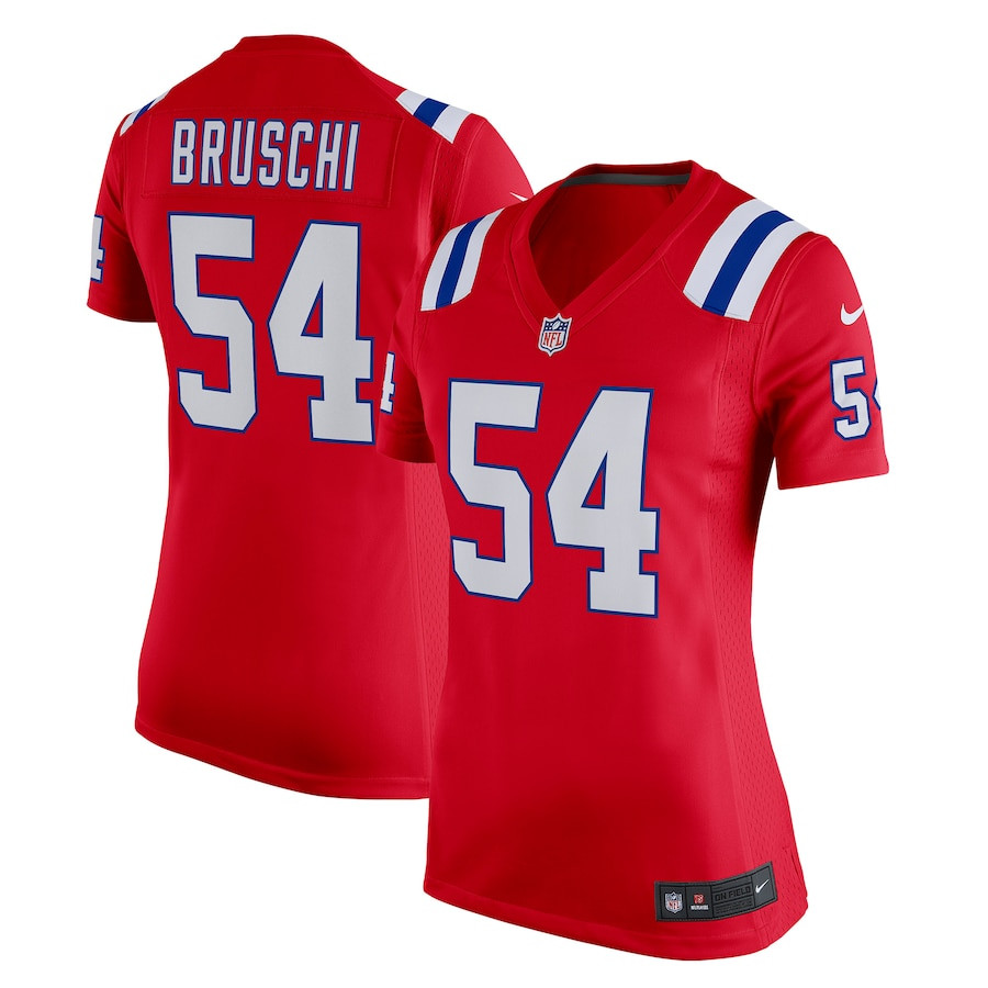 Tedy Bruschi 54 New England Patriots Retired Game Red NFL Jersey Women's