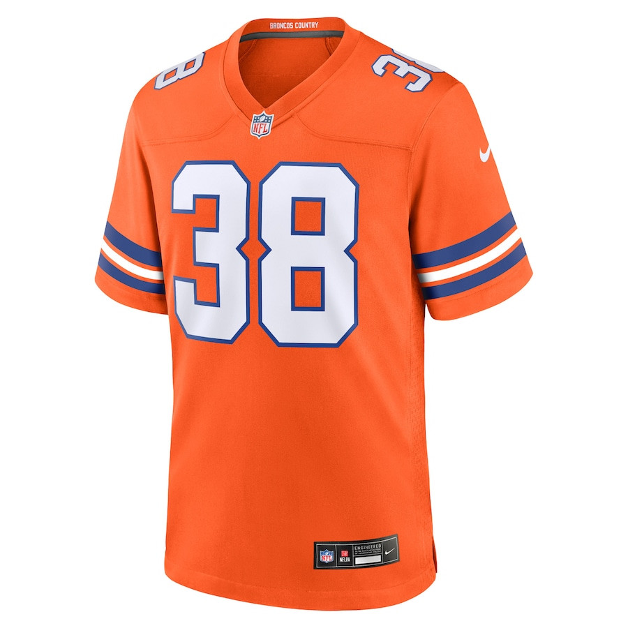 Jaleel McLaughlin 38 Denver Broncos Mile High Collection 1977 Throwback Player Game Orange NFL Jersey Men's