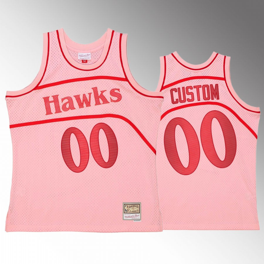 Atlanta Hawks Custom 00 Pink Space Knit Hardwood Classics NBA Jersey Men's