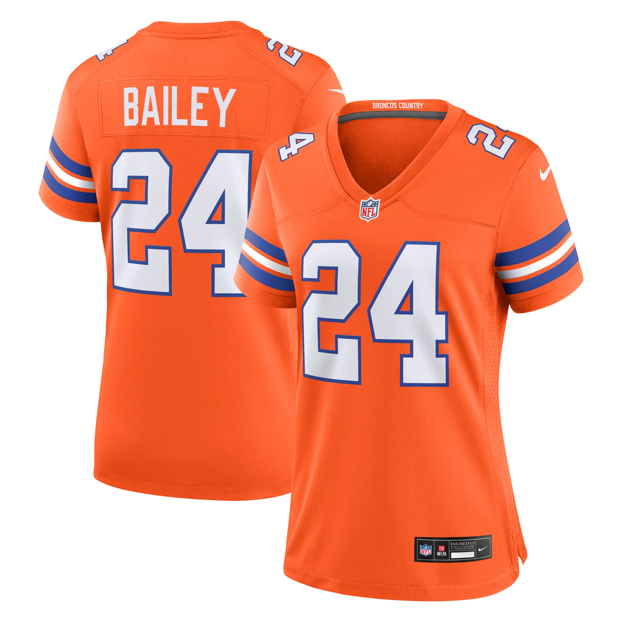 Denver Broncos Champ Bailey Orange Mile High Collection 1977 Throwback Retired Player Game NFL Jersey Women's