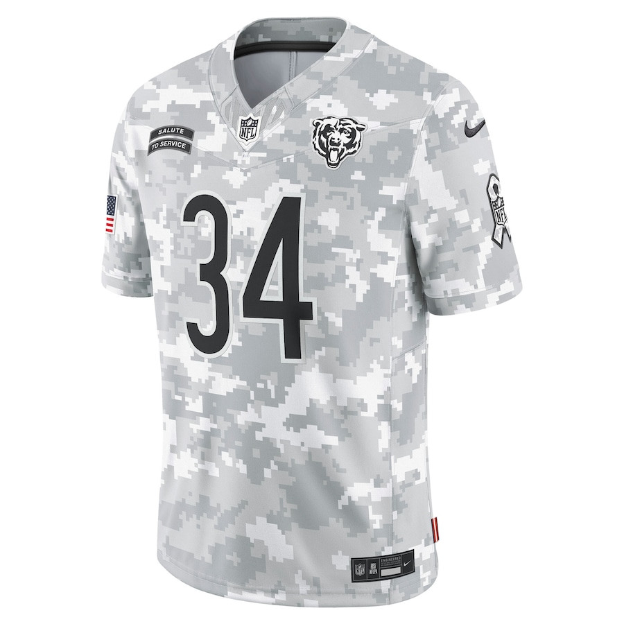 Walter Payton 34 Chicago Bears 2024 Salute to Service Retired Player Limited Arctic Camo NFL Jersey Men's