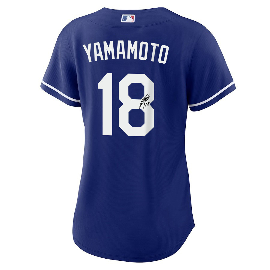 Yoshinobu Yamamoto 18 Signed Los Angeles Dodgers Alternate Royal MLB Jersey Women's