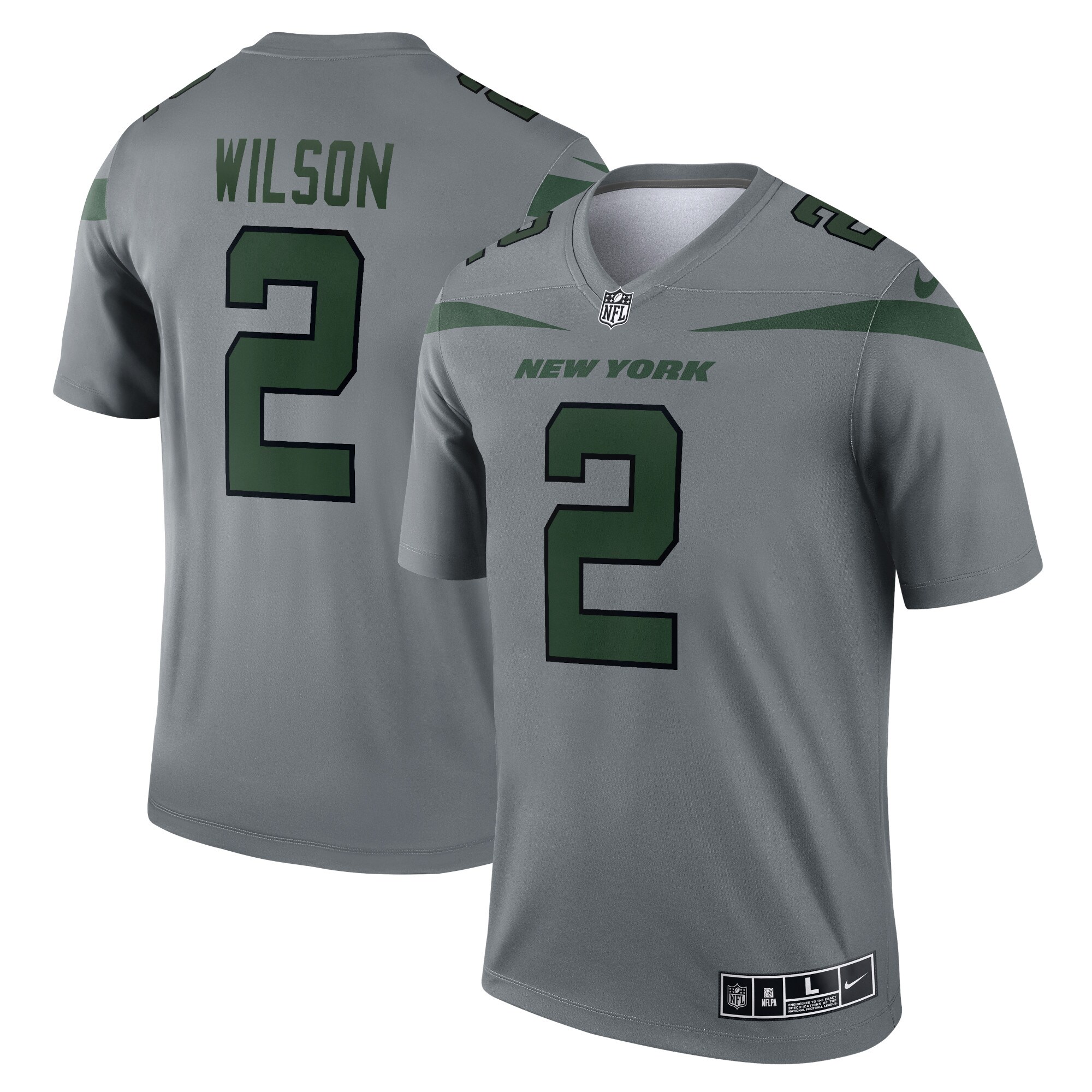 New York Jets Zach Wilson Gray Inverted Legend Player Performance Top NFL Jersey Men's