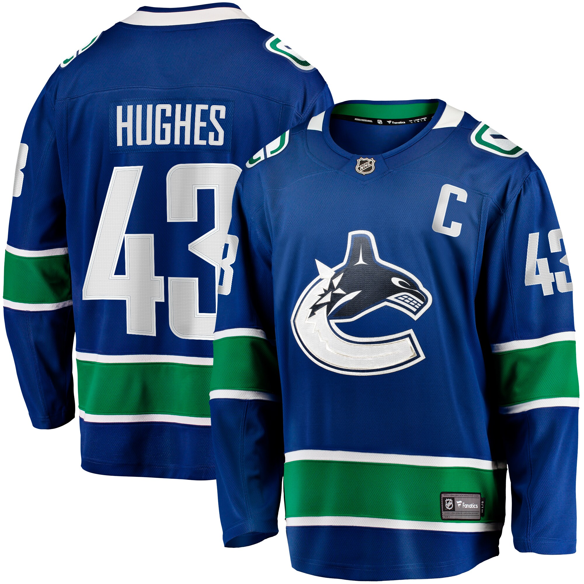 Vancouver Canucks Quinn Hughes Blue Home Breakaway NHL Jersey Men's
