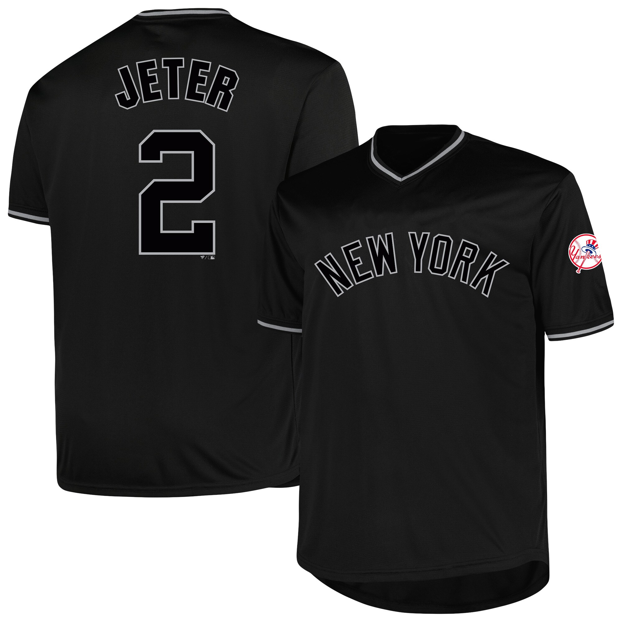 New York Yankees Derek Jeter Profile Black Big Tall Pop Fashion Player MLB Jersey Men's