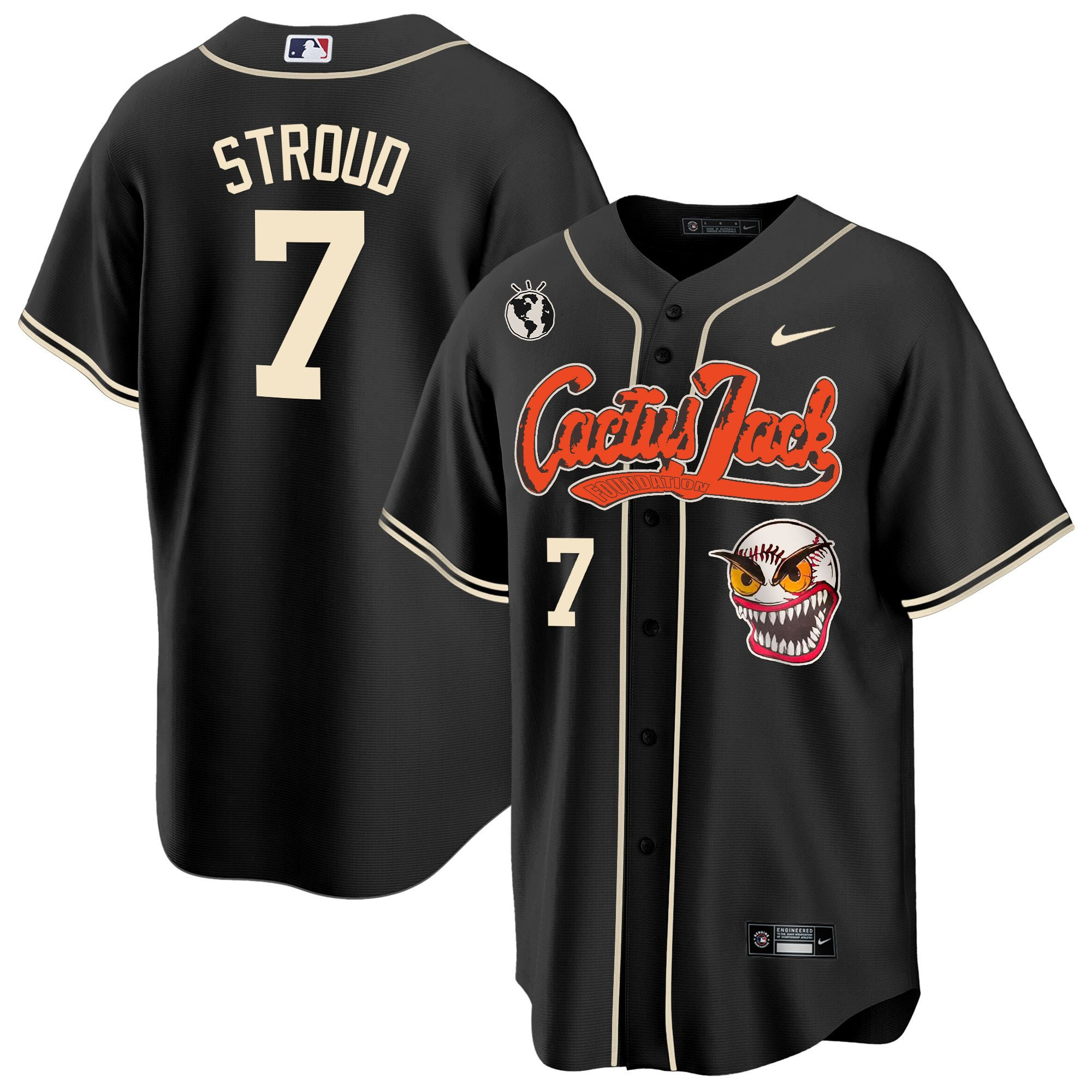 CJ Stroud 7 Houston Astros Cactus Jack Black MLB Jersey Men's