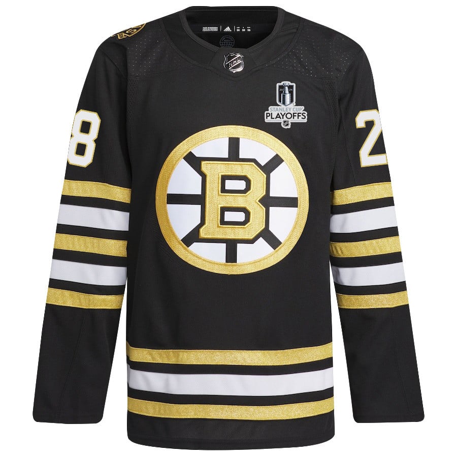 Derek Forbort 28 Boston Bruins 2024 Playoffs Patch Home Black NHL Jersey Men's