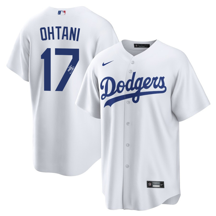 Shohei Ohtani 17 Signature Los Angeles Dodgers Home White MLB Jersey Men's
