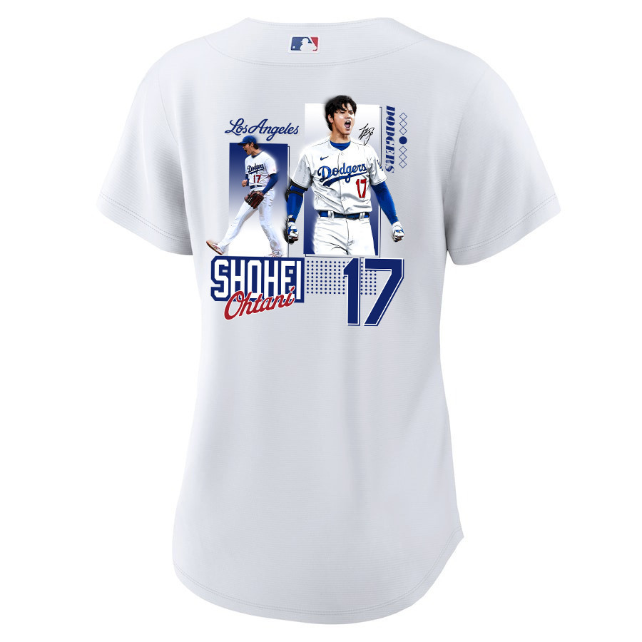 Shohei Ohtani 17 Los Angeles Dodgers Signed Welcome To The Sho Home White MLB Jersey Women's